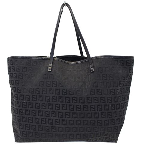 fendi black zucca tote|Fendi zucca shopper.